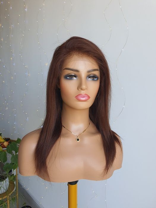 Peruka z włosów naturalnych w 100% Olga lace front brąz