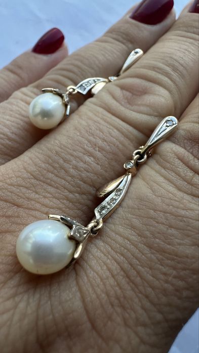 Серьги золотые с жемчугом 585, вес 4,99 грамм сережки