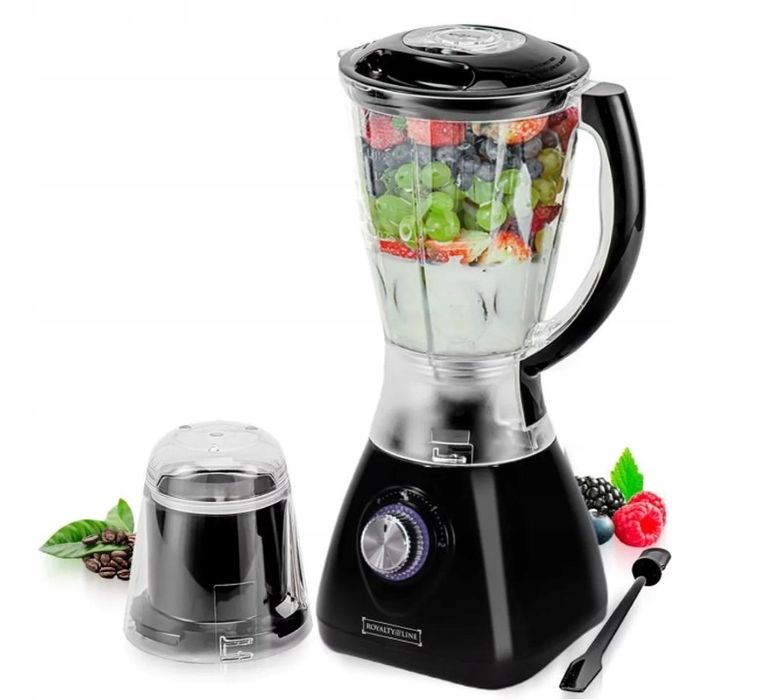 Royaltyline Blender Kielichowy 500W, 1.5 L 4 Prędkości + Puls, Czarny