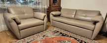 Sofa + fotel Etap Sofa Frizzante z funkcją spania Skóra
