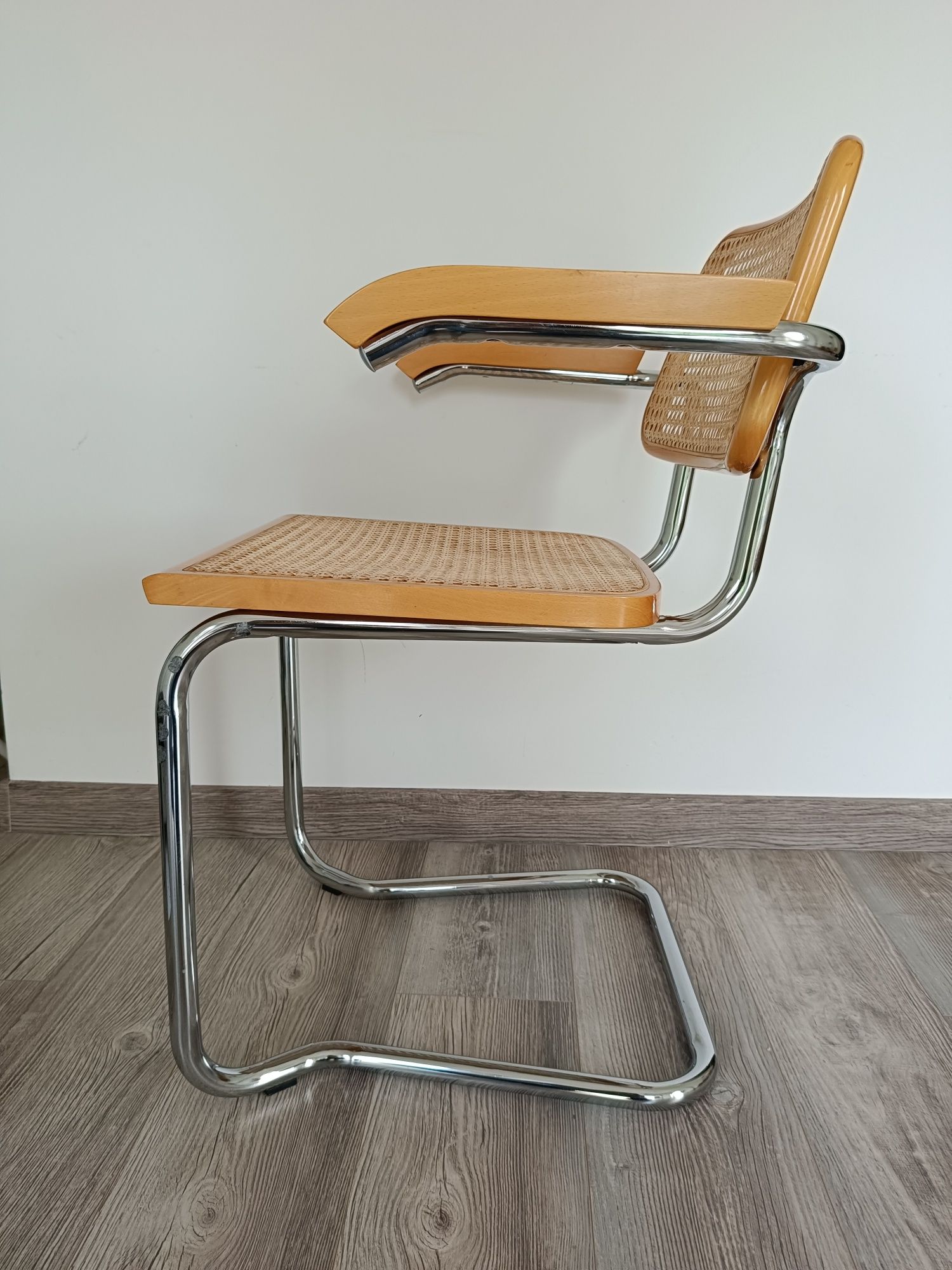 Fotel krzesło cesca Bauhaus rattanowe Boho chromowane