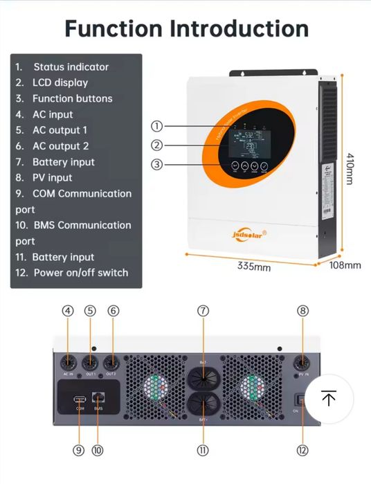 Гибридный инвертор 6.5кв/ч 48в wifi