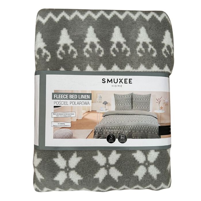 Pościel polarowa Smukee 220x200 jasnoszara