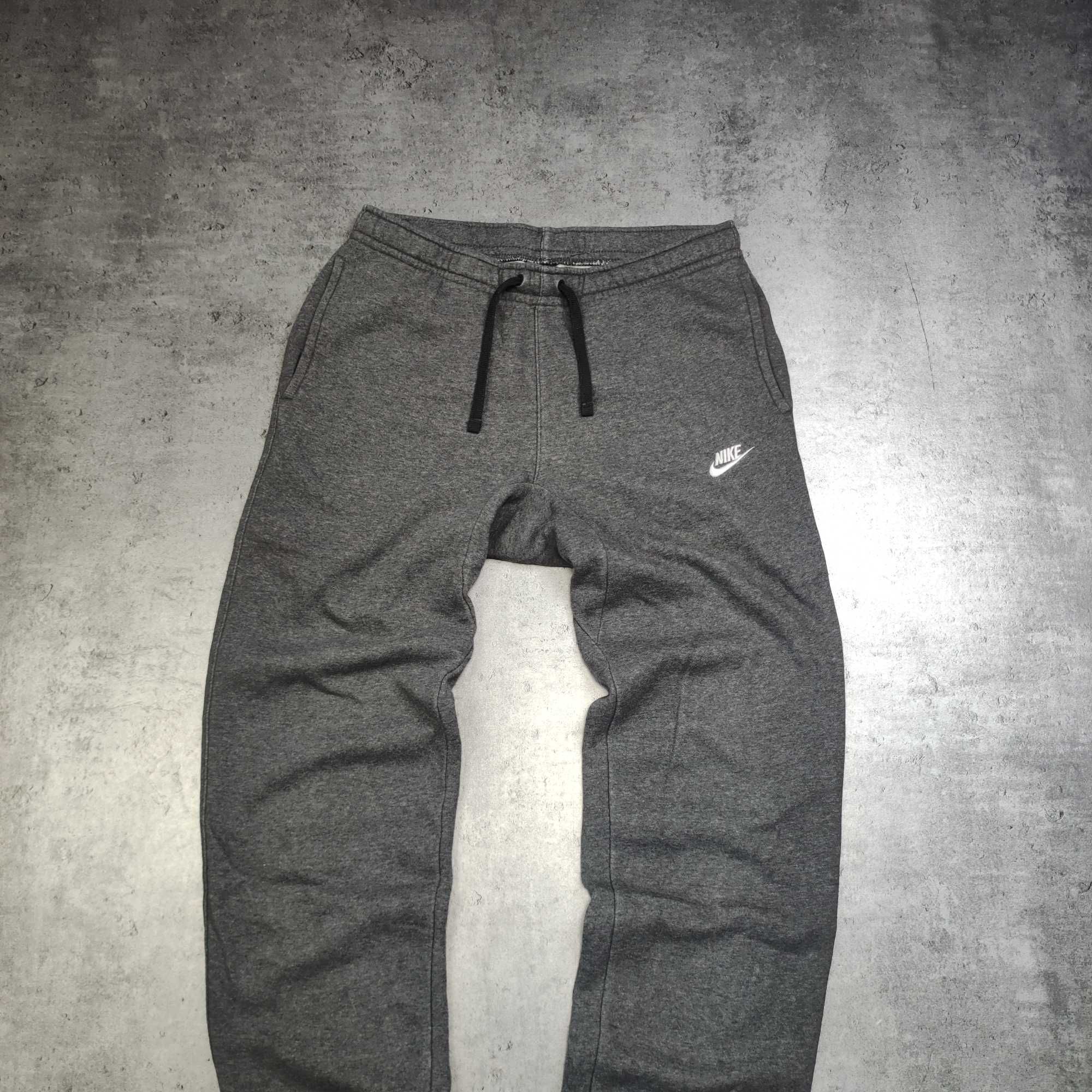 MĘSKIE Dresy Sportowe Spodnie Dresowe Szare Nike Joggery Małe Logo
