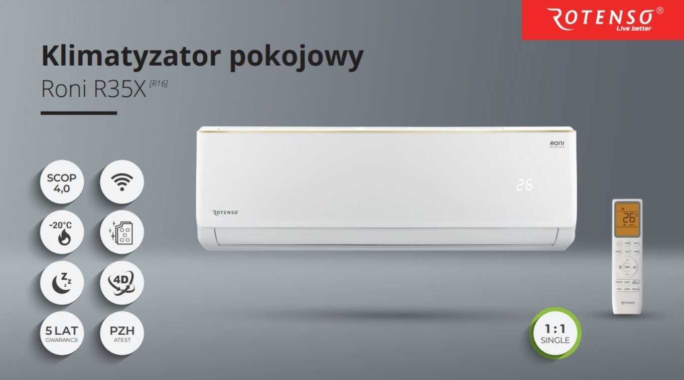 Klimatyzator pokojowy Rotenso Roni z WiFi  3.4 kW - NOWY!