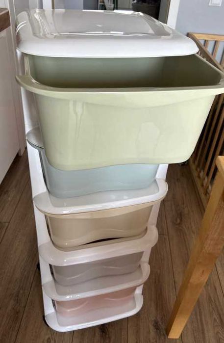 Regał Pojemnik Organizer na Zabawki Pięć Szuflad Kolorowe 98cm