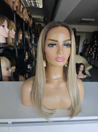 Peruka Diana naturalna fryzura mix blond brąz 3D z naturalnym odrostem