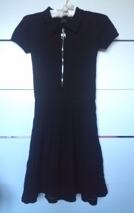 Pinko czarna sukienka polo suwak jaskółki 34 xs