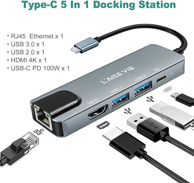 Koncentrator USB C, adapter USB C 4K