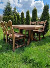 Drewniany stół holenderski i krzesła