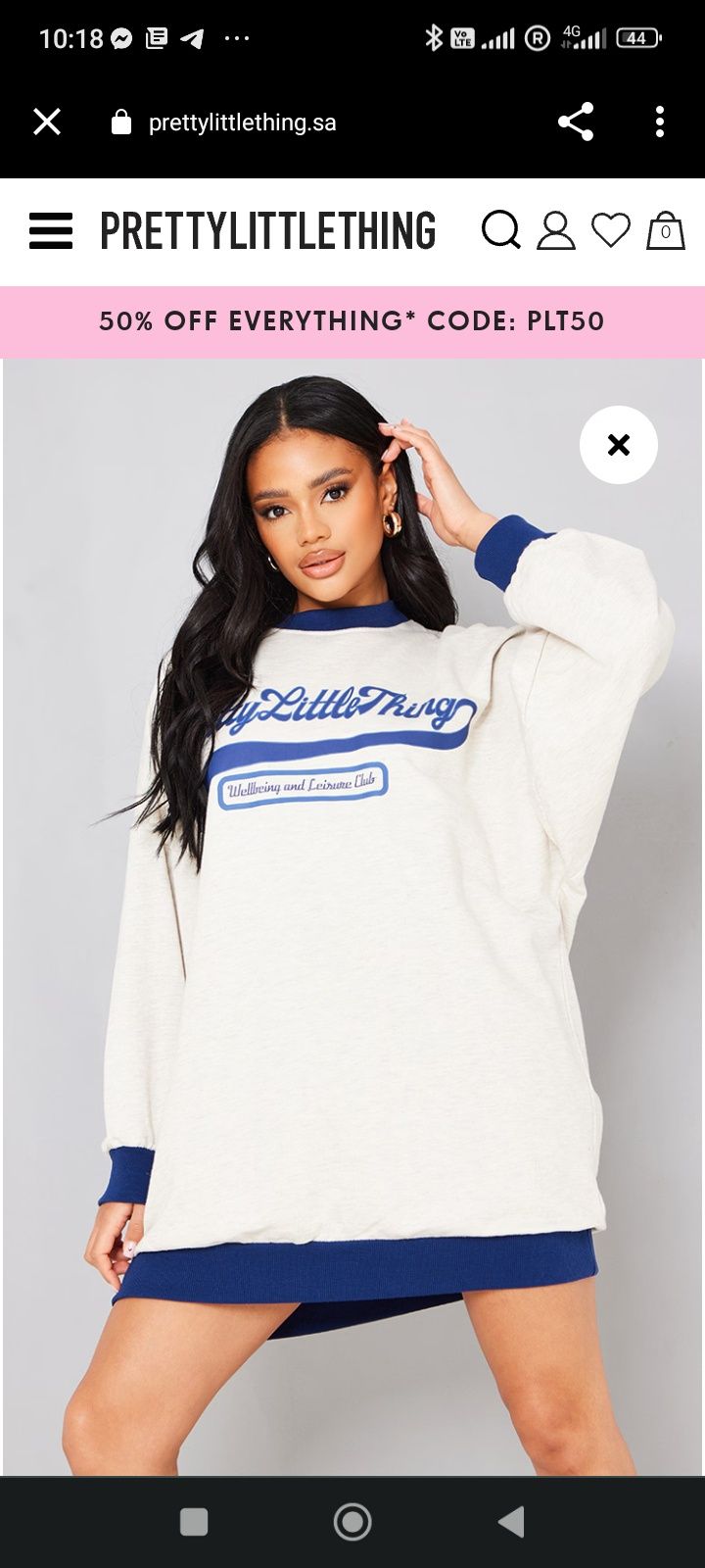 PrettyLittleThings efektowna dresowa sukienka oversize z napisem M-XL