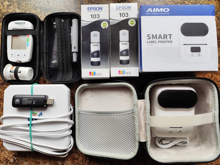 Zestaw: telefon Xiaomi, Drukarka HP i Phomemo Smart band Powerbank itp