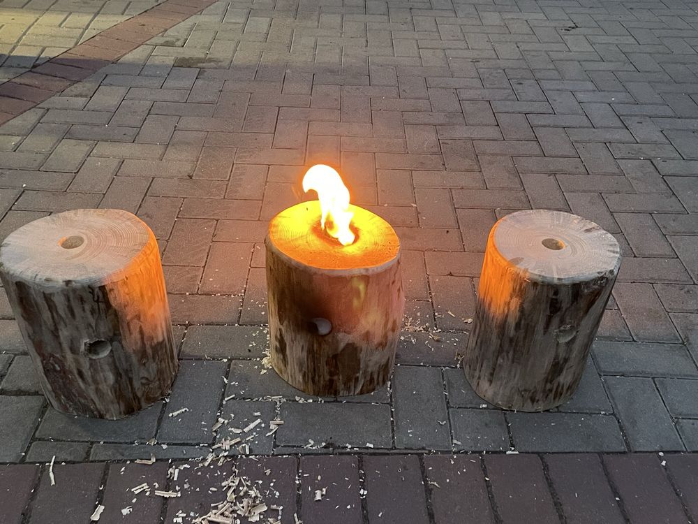 Świeca ogrodowa w pniu, pochodnia ogrodowa