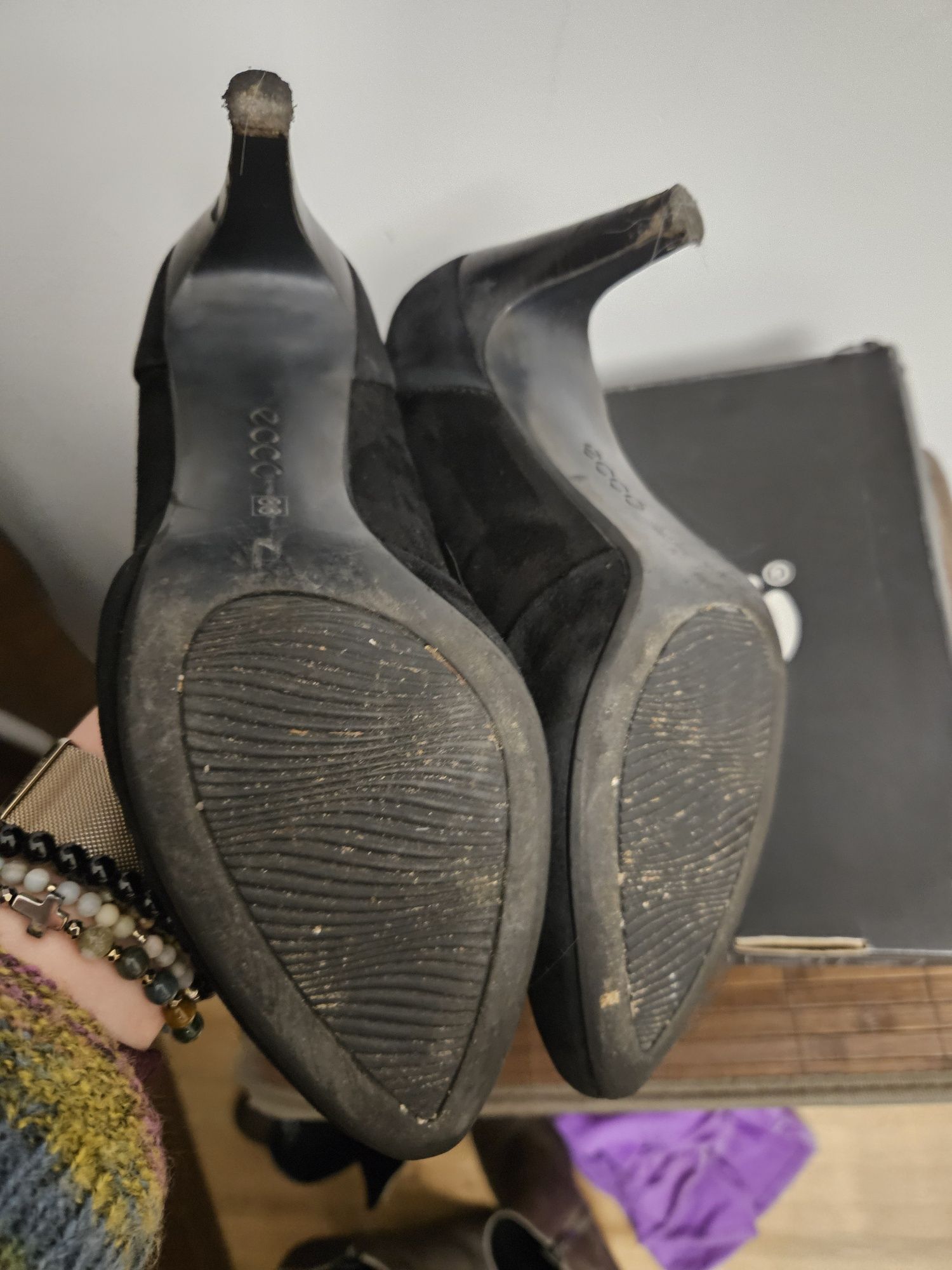 Buty ecco 36 czarne szpilki skóra naturalna