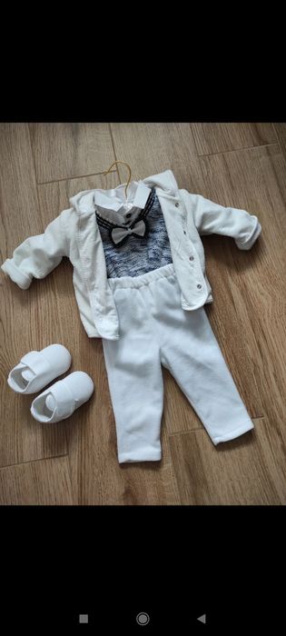 Garniturek ubranko do chrztu białe polarowe ciepłe