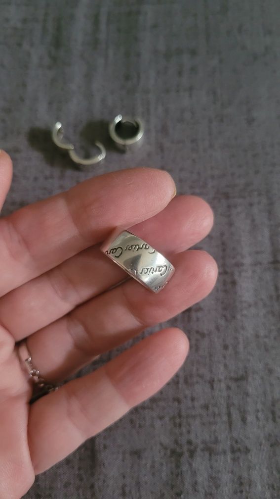 Серьги колечки серебро родированный Cartier