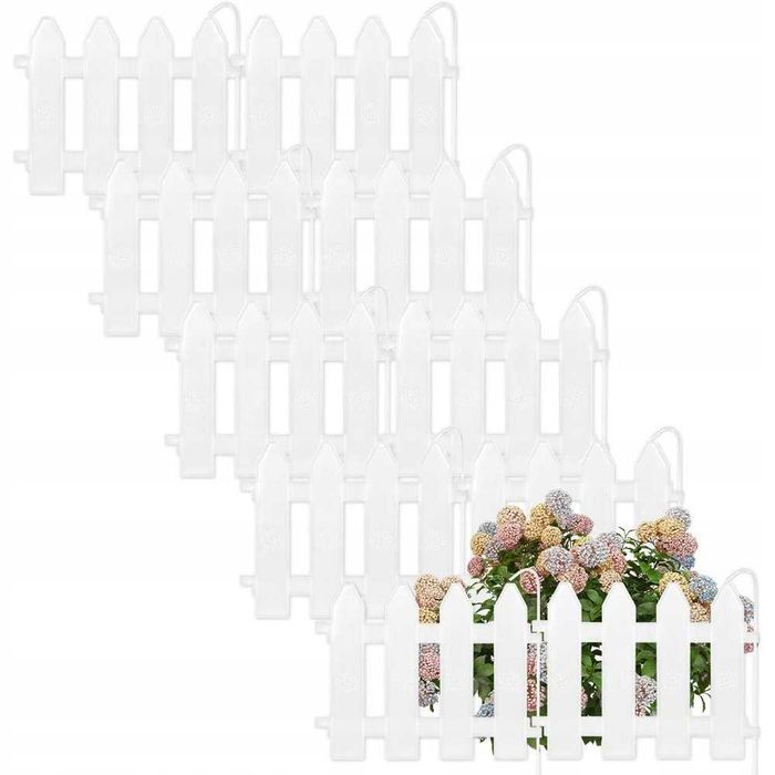 10x Płotek OGRODOWY plastikowy biały palisada obrzeże trawnik 2m