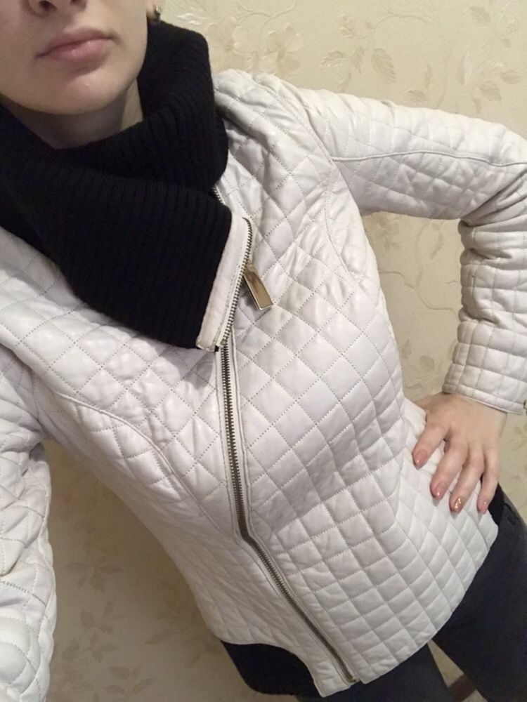Утепленная Кожаная куртка женская размер S