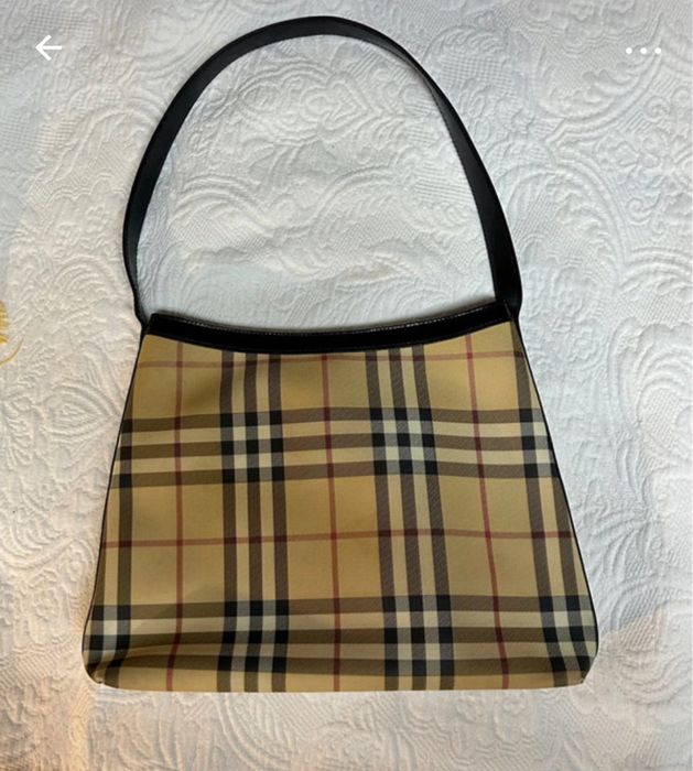 Leather and Check shoulder bag