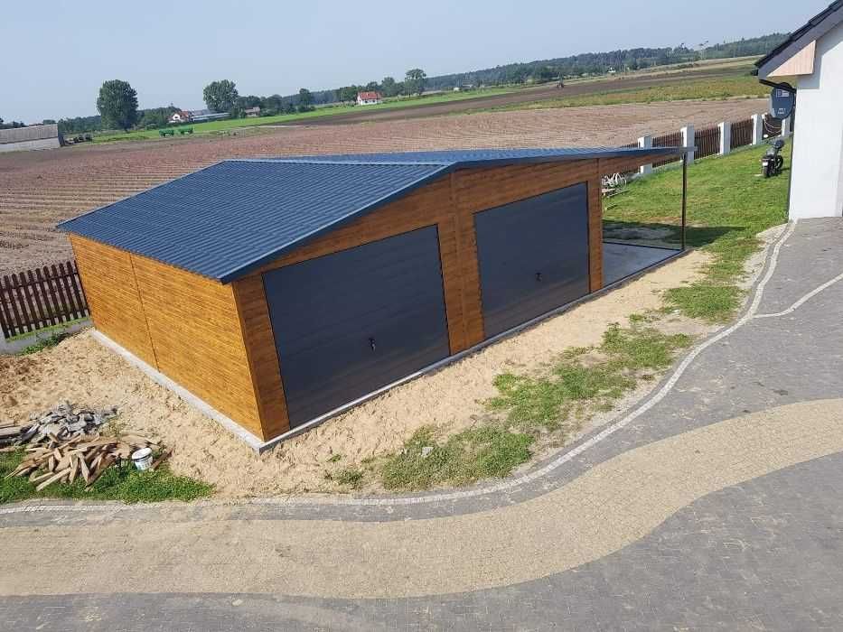Garaż blaszany drewnopodobny 7x6 6x6 6x5,80 8x6 8x7 Wiaty Garaże