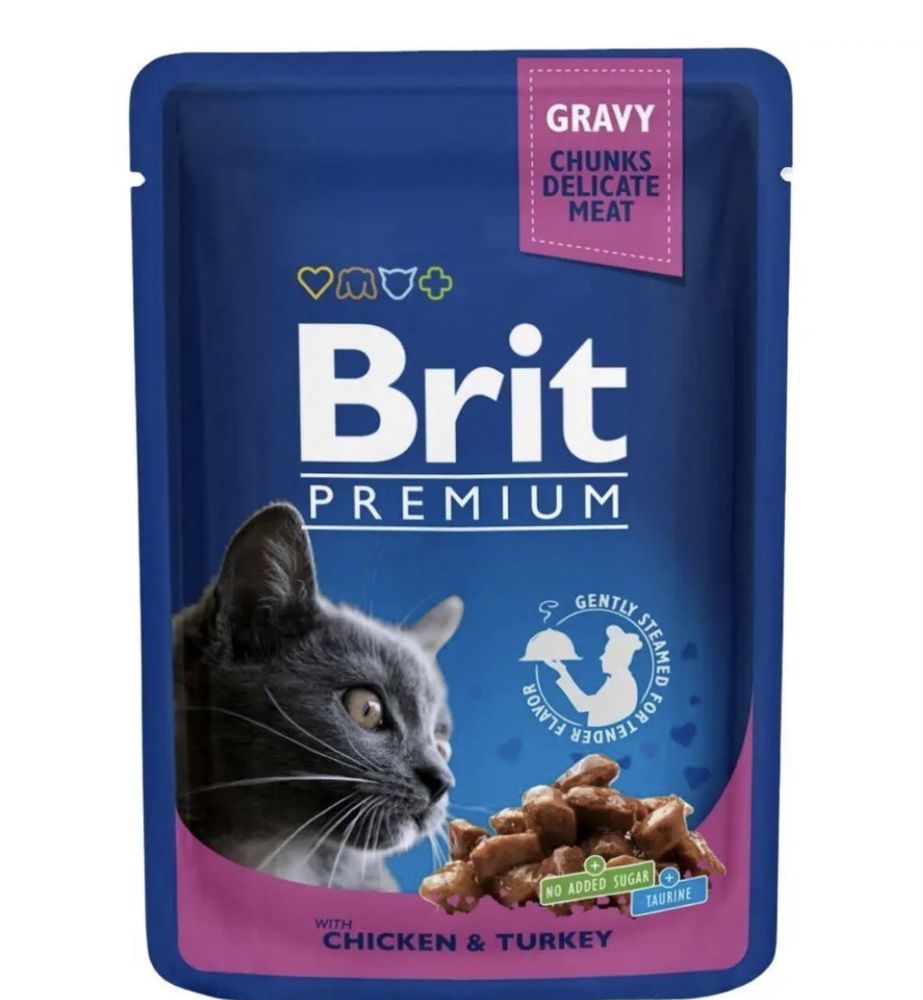 Корм вологий brit premium з різними смаками