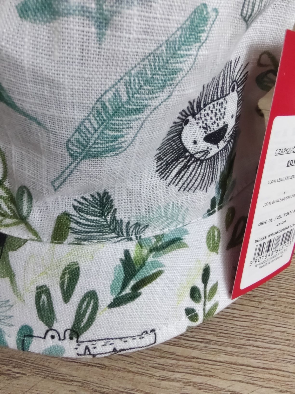 Kapelusz letni chłopięcy obw. 46 cm/ 100 % LEN