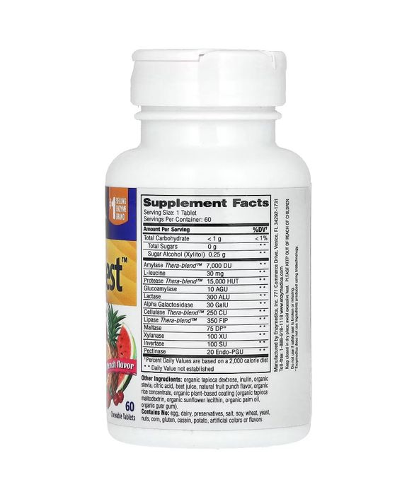 Enzymedica, Kids Digest, жевательные ферменты для детей, 60 таблеток