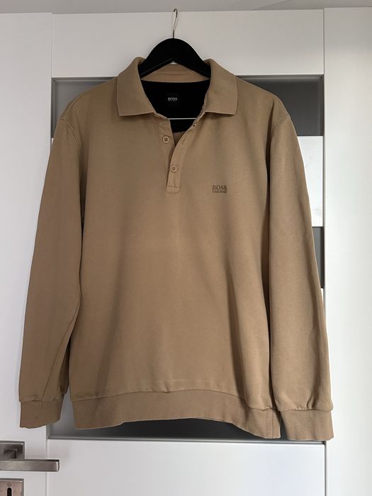 Boss Hugo Boss sweterek sweter bluzka bluza beżowa z kołnierzykiem