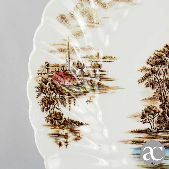 Prato faiança inglesa, Ancient Towers Johnson Bros, Anos 50 – 25,2 cm