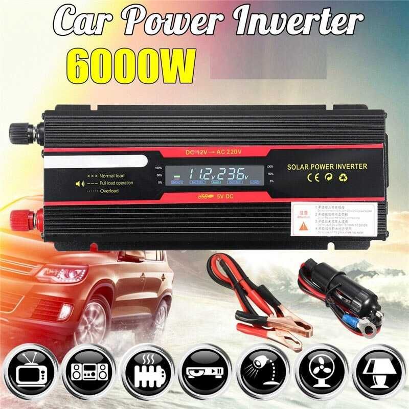 Inversor 6000W • 12V-220V • DC/AC • Carro/Caravana/Camião/Casa • NOVO