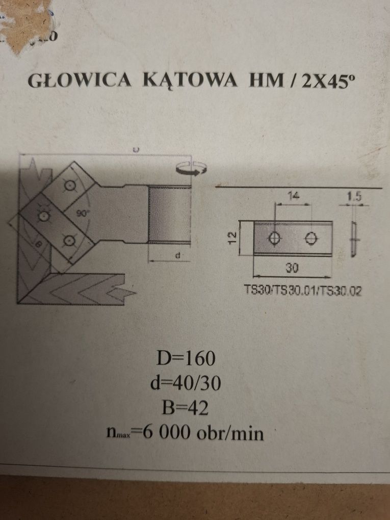 Głowica frezowa HM, 2X45°, 160mm.