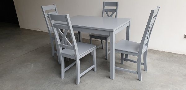 Zestaw prowansalski szary-4 krzesła Krzyż + stół do kuchni restauracji