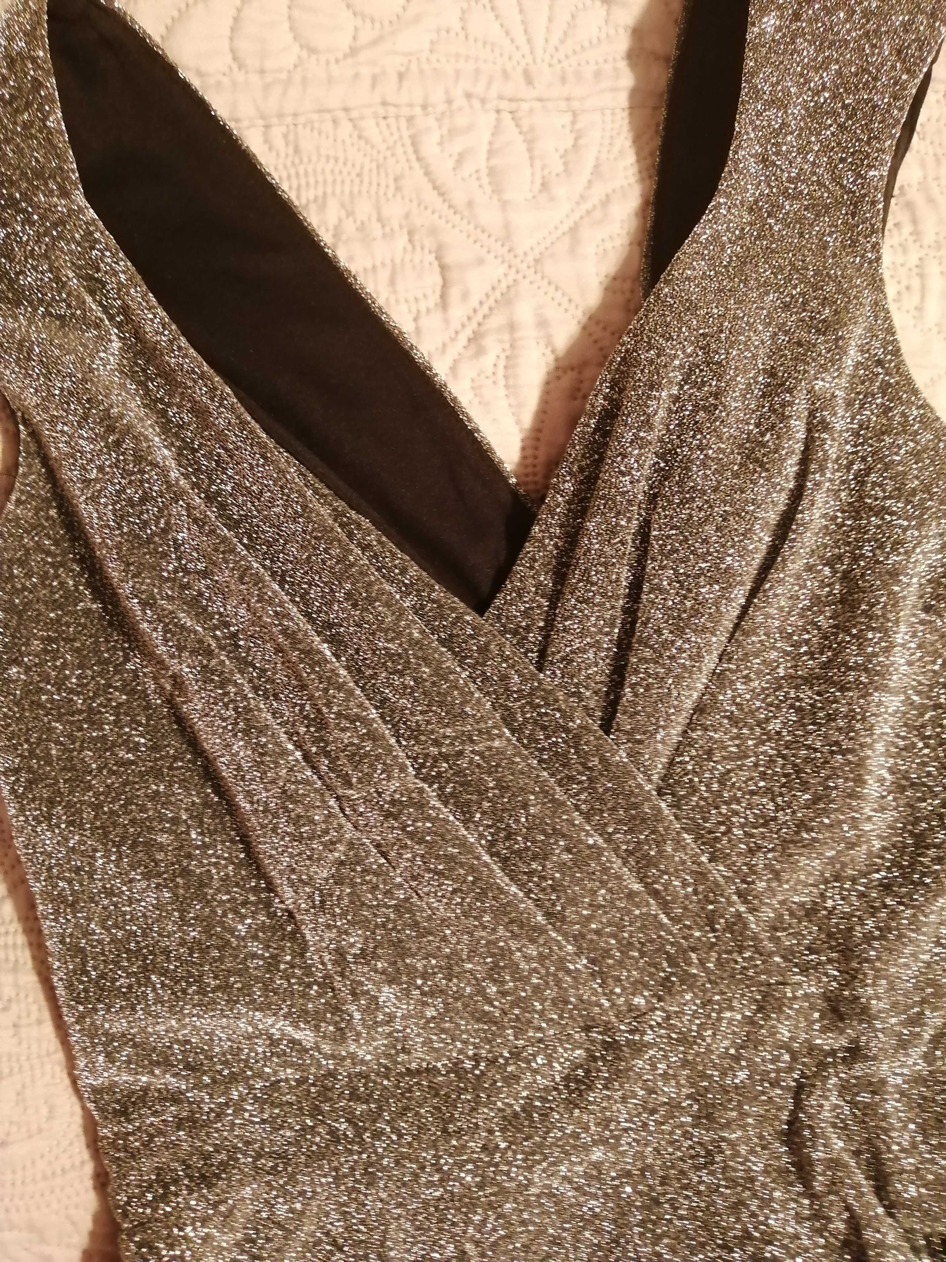 suknia wieczorowa srebrna nowa z metką marka Quiz rozmiar 38