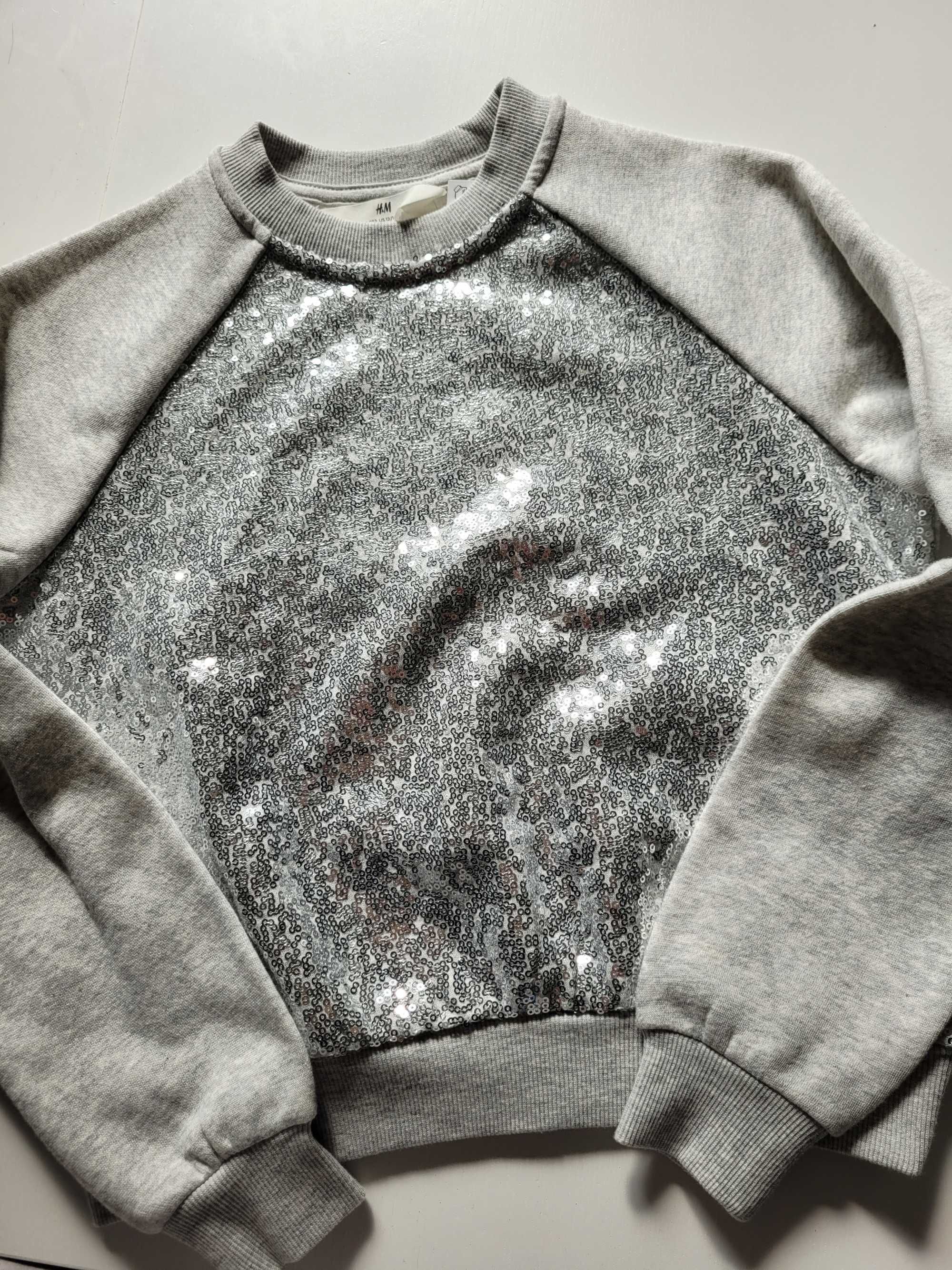 H&M krótka bluza dzianinowa z cekinami 146/152