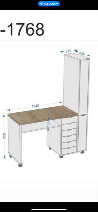 Стол на колесиках с полкой «карго». Маникюрный стол. Компьторный