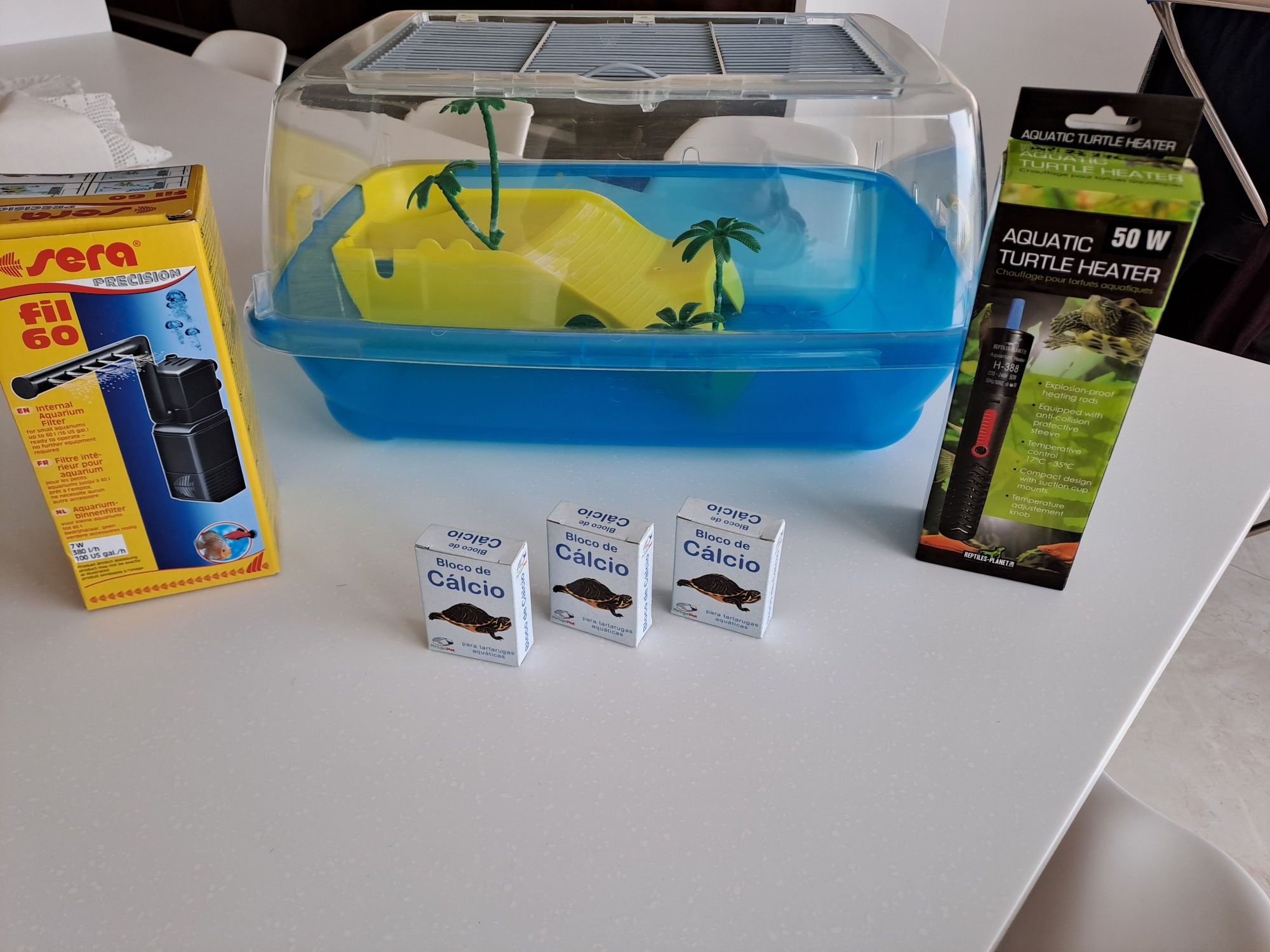 Aquário de tartaruga com kit completo automático