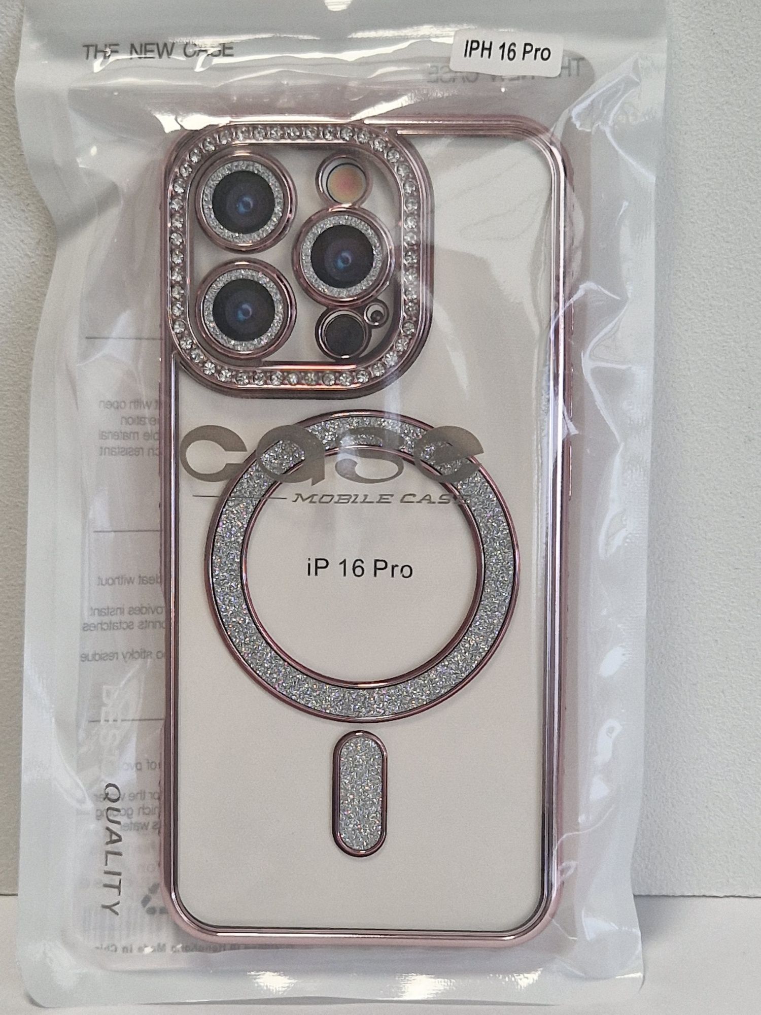 Bling Magsafe Case do Iphone 16 Pro różowy