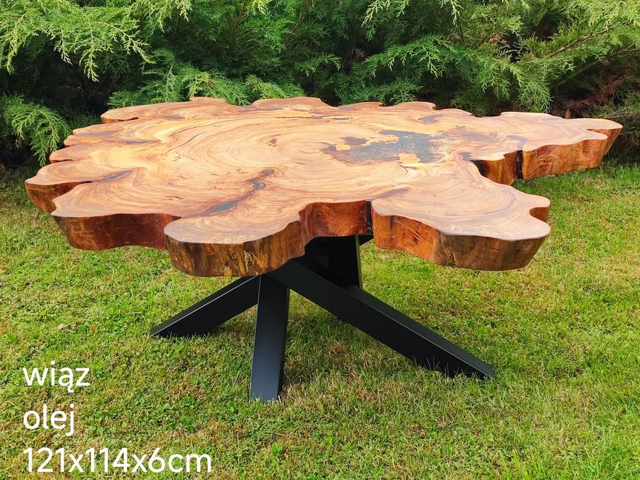 Toaletka stolik kawowy z drewna plaster loft, ława, monolit, live edge