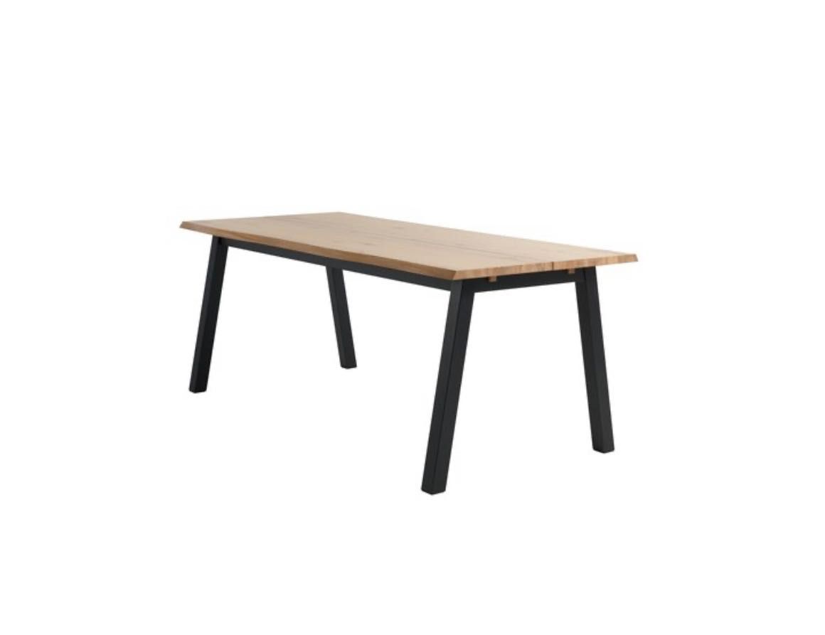 Stół z krzesłami  90x200 naturalny dąb/czarny