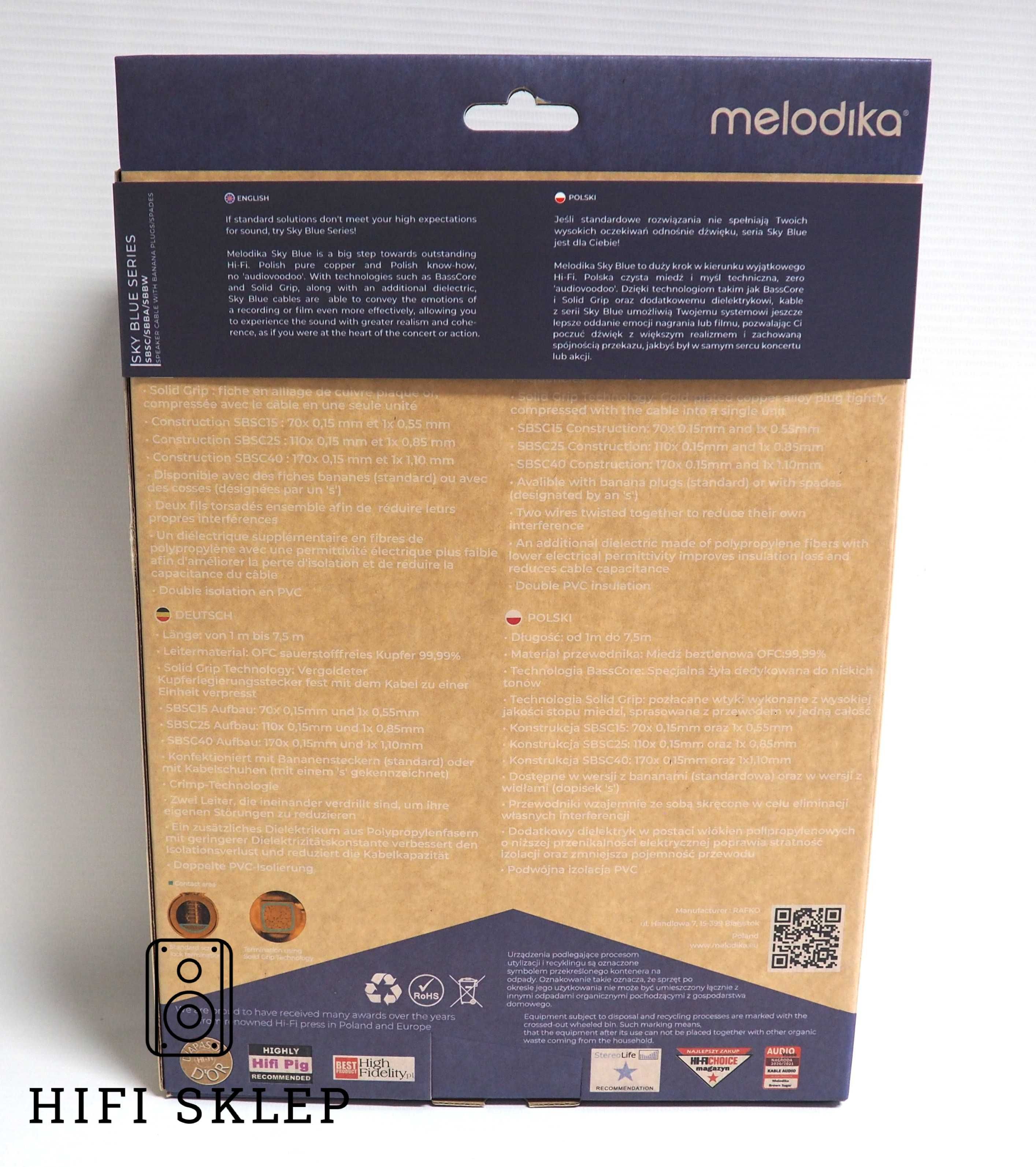 Melodika Sky Blue - Kabel głośnikowy 2,5mm2 - 2x2m /zaproponuj cenę !!