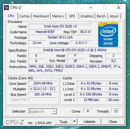 Procesor Intel® Xeon® E5-2620 v3 LGA2011-3 Turbo Boost 3.20 GHz