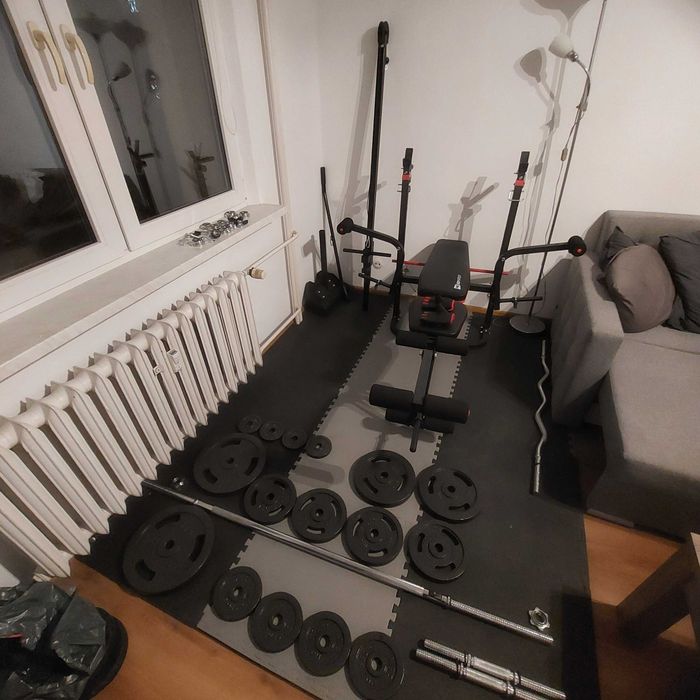 Ławka HS-1065HB Pro+modlitewnik i wyciąg z sztangami i obciążeniem