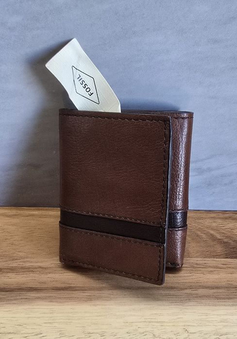Oryginalny Fossil Męski portfel skórzany Trifold