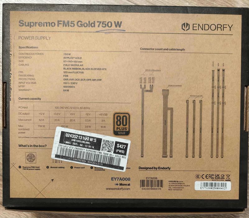 NOWY Zasilacz ENDORFY Supremo FM5 750W 80 Plus Gold