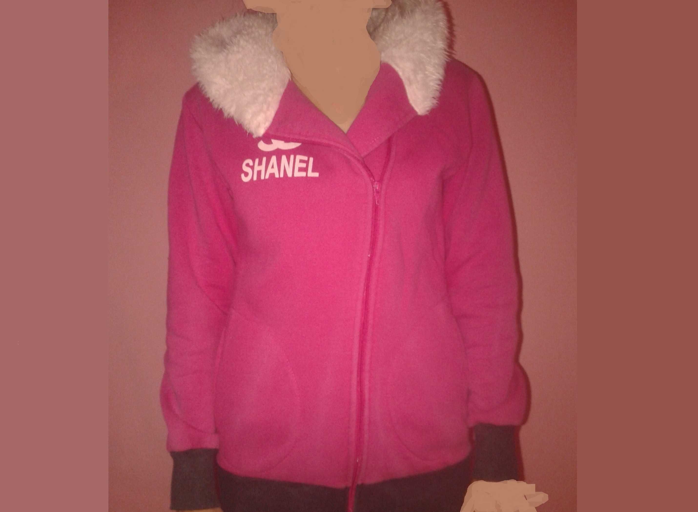 Худи розовая с мехом кофта  толстовка теплая Shanel Chanel