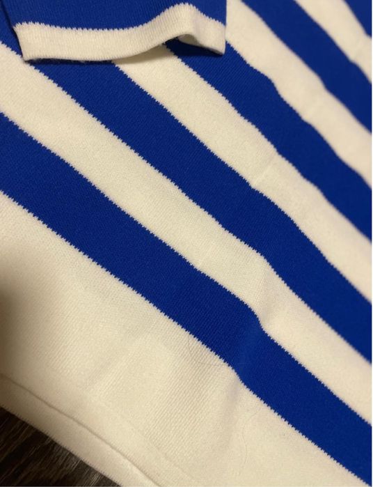 Свитер гольф молочный оверсайз в полоску