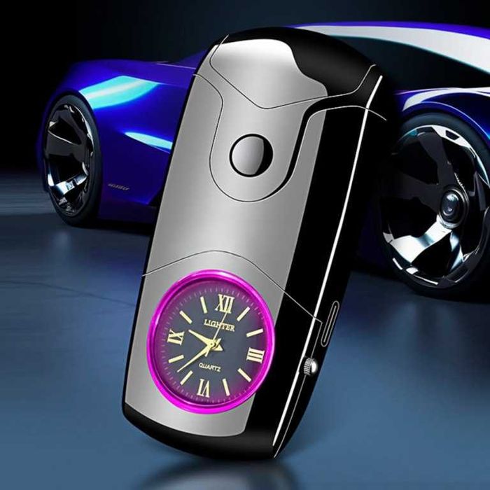 Зажигалка USB 2 дуги + часы в подарочной упаковке LB-770