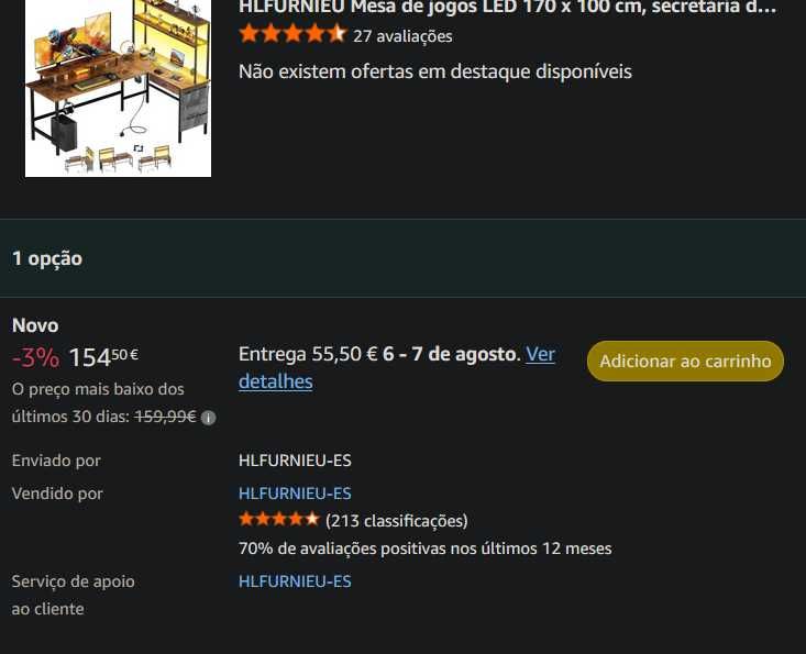 Secretária Gamer com Estante, Luzes RGB e Suporte Monitor