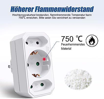 płaski adapter na 3 wtyczki 3500w 16a biały 2szt.