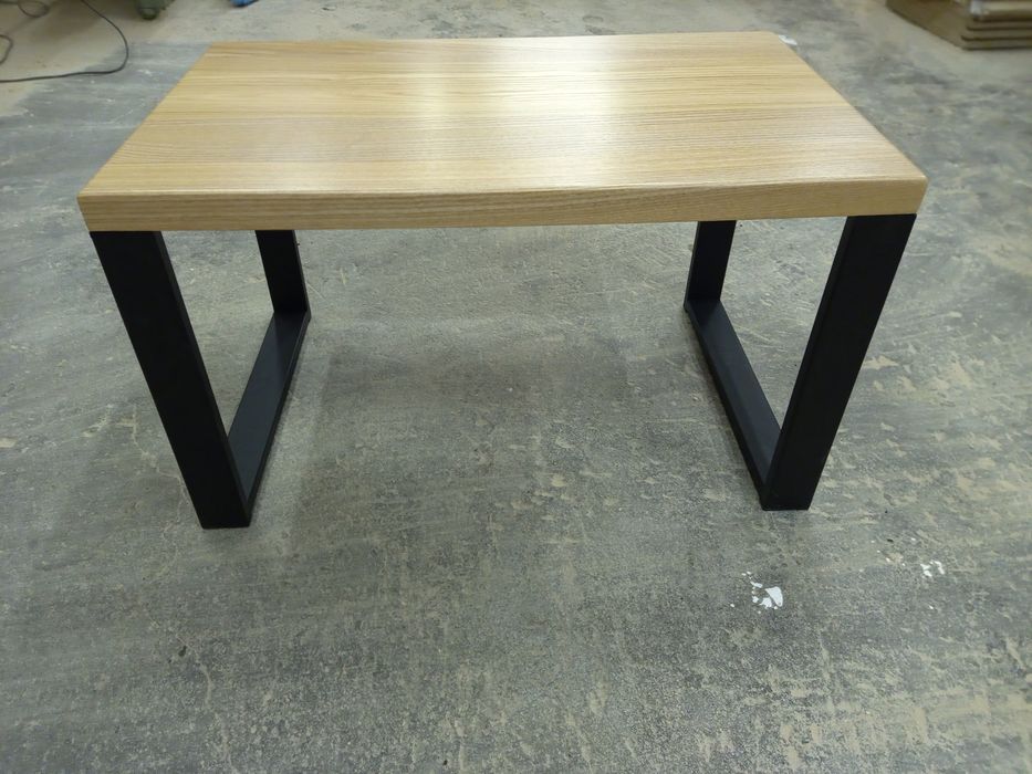 Stolik kawowy drewniany jesionowy w stylu Loft 50cmx80cm nogi metalowe